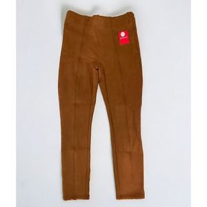 Spanx NWT Faux Suede Stretch Leggings Rich Caramel Womens Small P Soft Slimming